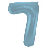 Folienballon Ziffer / Zahl 7 Pastellblau Metallic Matt - 86 cm