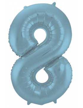 Folienballon Ziffer / Zahl 8 Pastellblau Metallic Matt -...