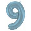 Folienballon Ziffer / Zahl 9 Pastellblau Metallic Matt - 86 cm