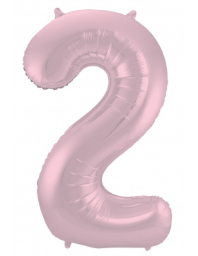 Folienballon Ziffer / Zahl 2 Pastellrosa Metallic Matt -...