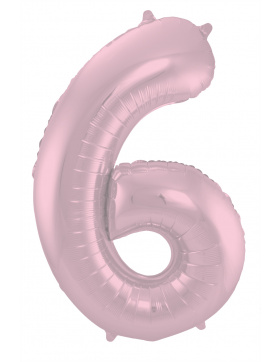 Folienballon Ziffer / Zahl 6 Pastellrosa Metallic Matt -...