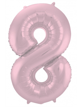 Folienballon Ziffer / Zahl 8 Pastellrosa Metallic Matt -...