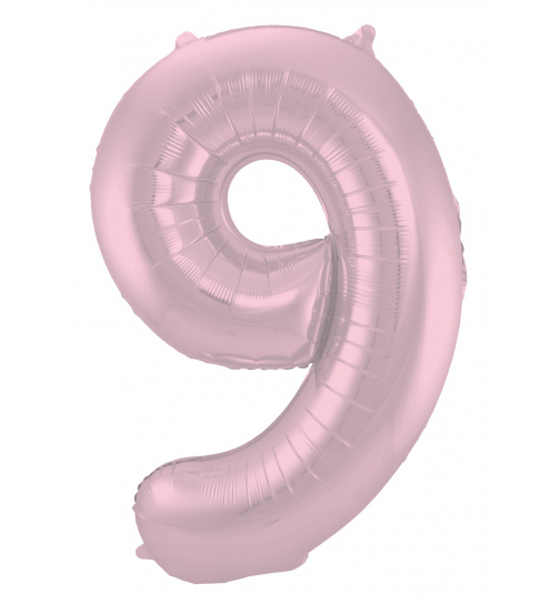 Folienballon Ziffer / Zahl 9 Pastellrosa Metallic Matt - 86 cm