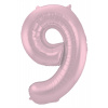 Folienballon Ziffer / Zahl 9 Pastellrosa Metallic Matt - 86 cm