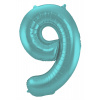 Folienballon Ziffer / Zahl 9 Pastell Aqua Metallic Matt - 86 cm