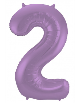 Folienballon Ziffer / Zahl 2 Lila Metallic Matt - 86 cm