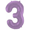 Folienballon Ziffer / Zahl 3 Lila Metallic Matt - 86 cm