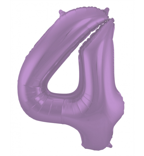 Folienballon Ziffer / Zahl 4 Lila Metallic Matt - 86 cm