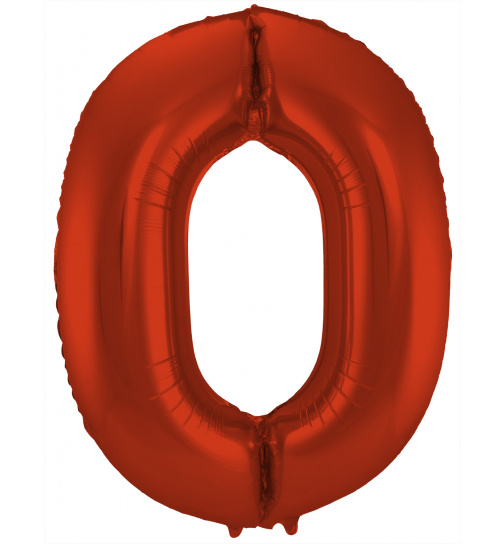 Folienballon Ziffer / Zahl 0 Rot Metallic Matt - 86 cm