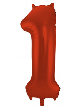 Folienballon Ziffer / Zahl 1 Rot Metallic Matt - 86 cm