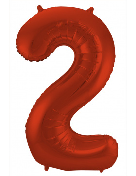 Folienballon Ziffer / Zahl 2 Rot Metallic Matt - 86 cm