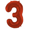 Folienballon Ziffer / Zahl 3 Rot Metallic Matt - 86 cm