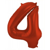 Folienballon Ziffer / Zahl 4 Rot Metallic Matt - 86 cm