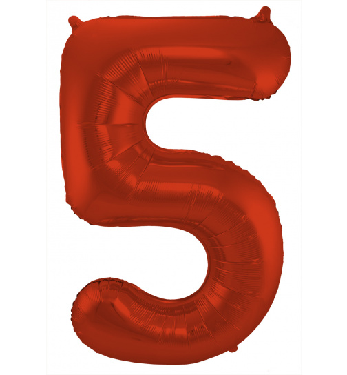 Folienballon Ziffer / Zahl 5 Rot Metallic Matt - 86 cm
