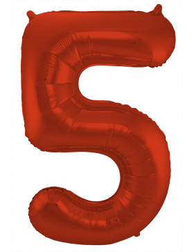 Folienballon Ziffer / Zahl 5 Rot Metallic Matt - 86 cm
