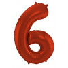 Folienballon Ziffer / Zahl 6 Rot Metallic Matt - 86 cm