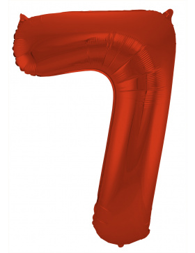 Folienballon Ziffer / Zahl 7 Rot Metallic Matt - 86 cm