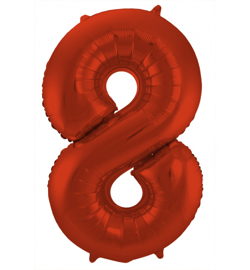 Folienballon Ziffer / Zahl 8 Rot Metallic Matt - 86 cm