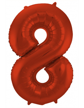 Folienballon Ziffer / Zahl 8 Rot Metallic Matt - 86 cm
