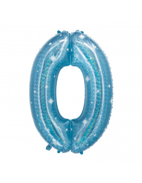 Folienballon Ziffer / Zahl 0 Galactic Aqua - 101 cm