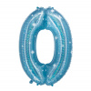 Folienballon Ziffer / Zahl 0 Galactic Aqua - 101 cm