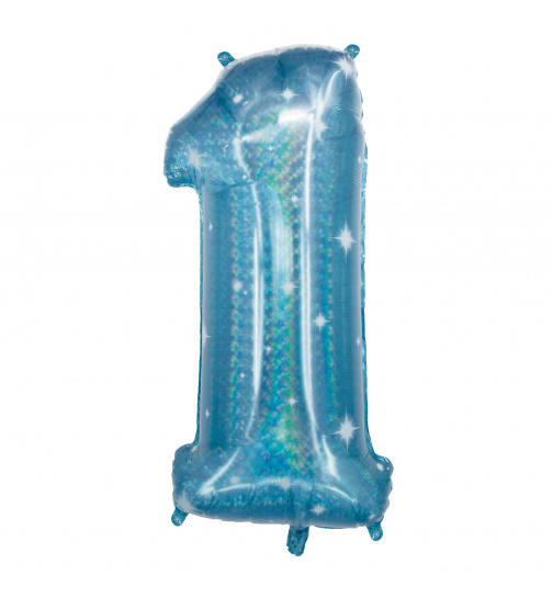 Folienballon Ziffer / Zahl 1 Galactic Aqua - 101 cm
