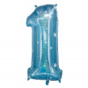 Folienballon Ziffer / Zahl 1 Galactic Aqua - 101 cm