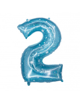 Folienballon Ziffer / Zahl 2 Galactic Aqua - 101 cm