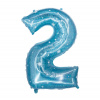 Folienballon Ziffer / Zahl 2 Galactic Aqua - 101 cm