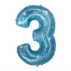 Folienballon Ziffer / Zahl 3 Galactic Aqua - 101 cm