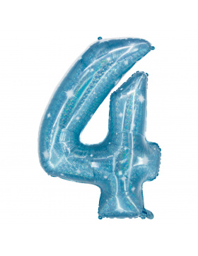 Folienballon Ziffer / Zahl 4 Galactic Aqua - 101 cm