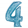 Folienballon Ziffer / Zahl 4 Galactic Aqua - 101 cm