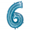 Folienballon Ziffer / Zahl 6 Galactic Aqua - 101 cm