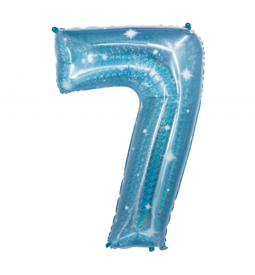 Folienballon Ziffer / Zahl 7 Galactic Aqua - 101 cm