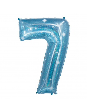 Folienballon Ziffer / Zahl 7 Galactic Aqua - 101 cm