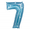 Folienballon Ziffer / Zahl 7 Galactic Aqua - 101 cm