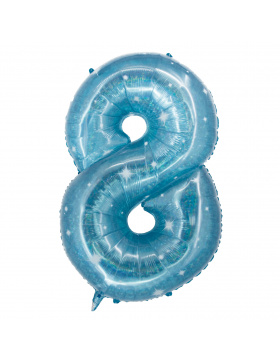 Folienballon Ziffer / Zahl 8 Galactic Aqua - 101 cm