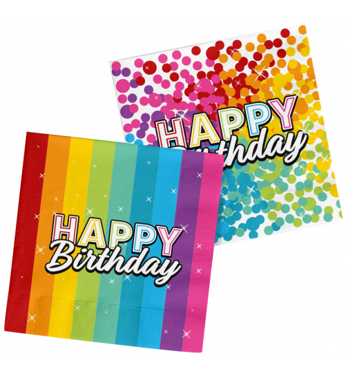 Servietten Rainbow Bday 33x33 cm - 20 Stück