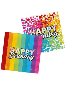 Servietten Rainbow Bday 33x33 cm - 20 Stück