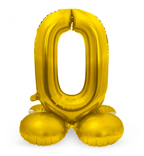 Stehender Folienballon Ziffer / Zahl 0 Gold - 72 cm