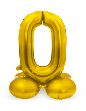 Stehender Folienballon Ziffer / Zahl 0 Gold - 72 cm