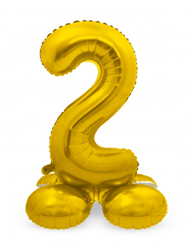 Stehender Folienballon Ziffer / Zahl 2 Gold - 72 cm