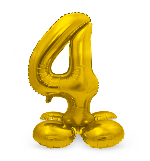 Stehender Folienballon Ziffer / Zahl 4 Gold - 72 cm