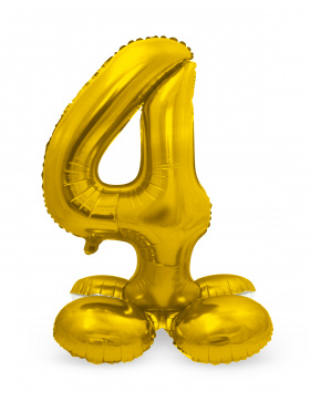 Stehender Folienballon Ziffer / Zahl 4 Gold - 72 cm