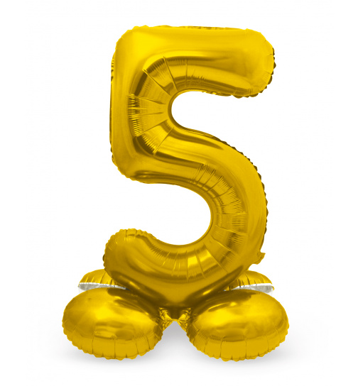 Stehender Folienballon Ziffer / Zahl 5 Gold - 72 cm