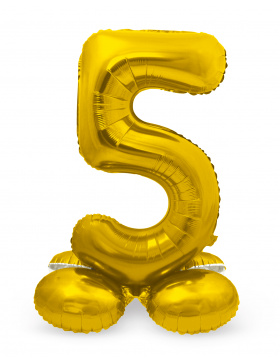 Stehender Folienballon Ziffer / Zahl 5 Gold - 72 cm