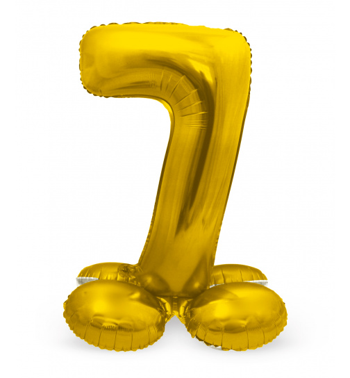 Stehender Folienballon Ziffer / Zahl 7 Gold - 72 cm