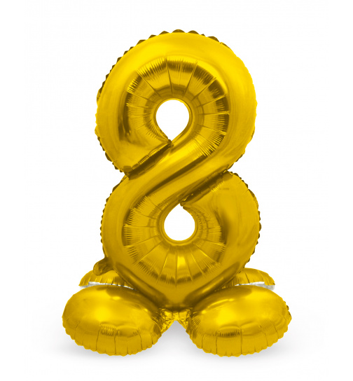 Stehender Folienballon Ziffer / Zahl 8 Gold - 72 cm