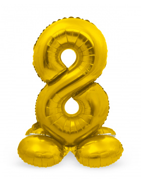 Stehender Folienballon Ziffer / Zahl 8 Gold - 72 cm