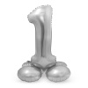Stehender Folienballon Ziffer / Zahl 1 Silber - 72 cm